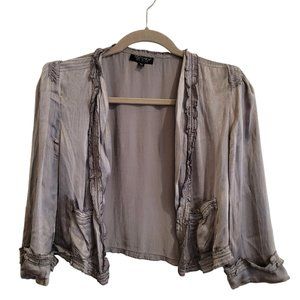 Topshop - Textured Moss Green Satin Bolero Jacket - Size 4 - Very Pretty
